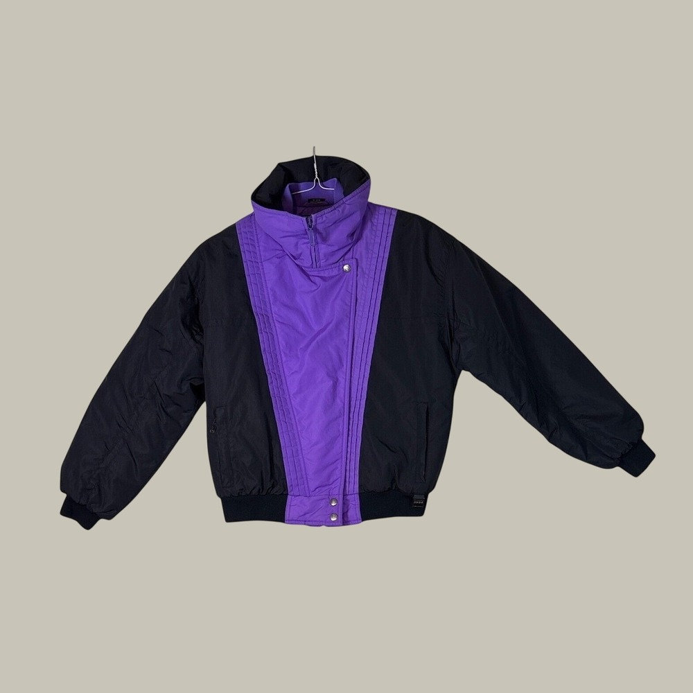 Vintage Inside Edge Ski Jacket Purple Black Colorblock Puffer Womens Medium